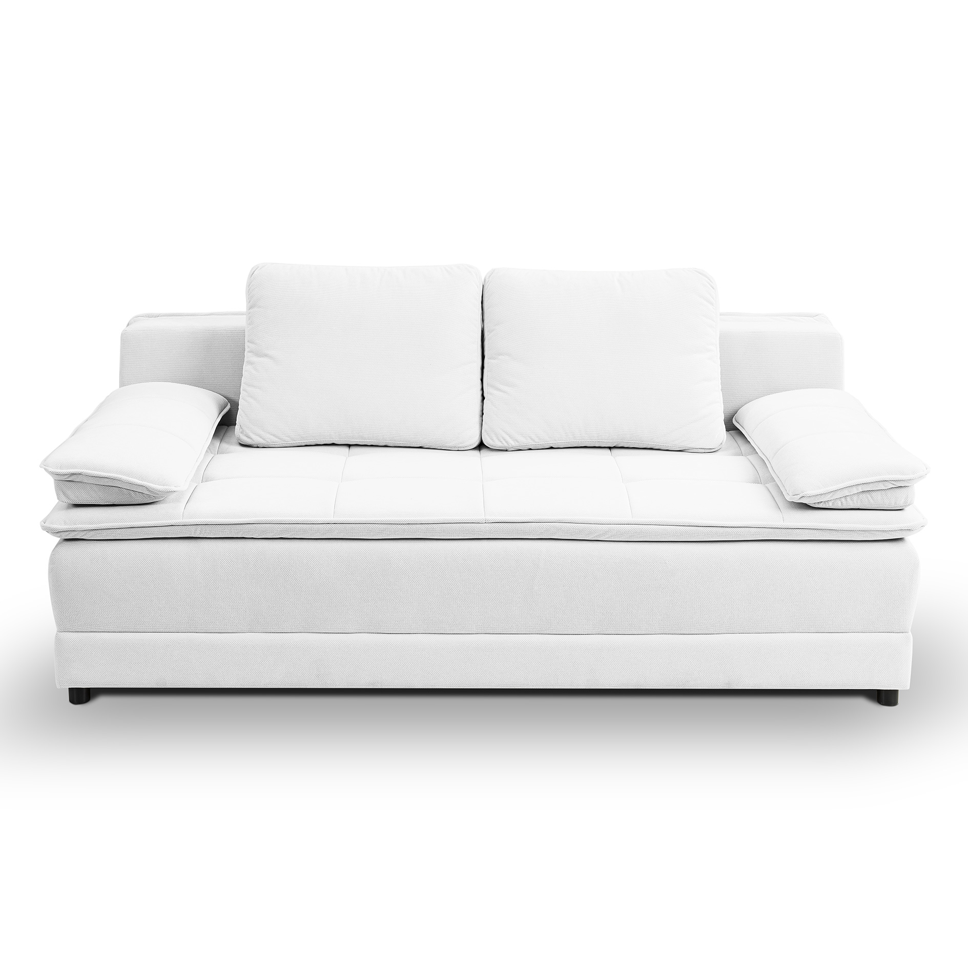 Schlafsofa - weiß - Velvet - Liegefunktion und Staukasten