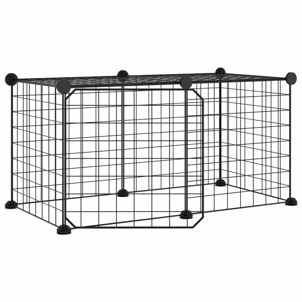 Cage animaux de compagnie à 8 panneaux et porte noir 35x35 cm