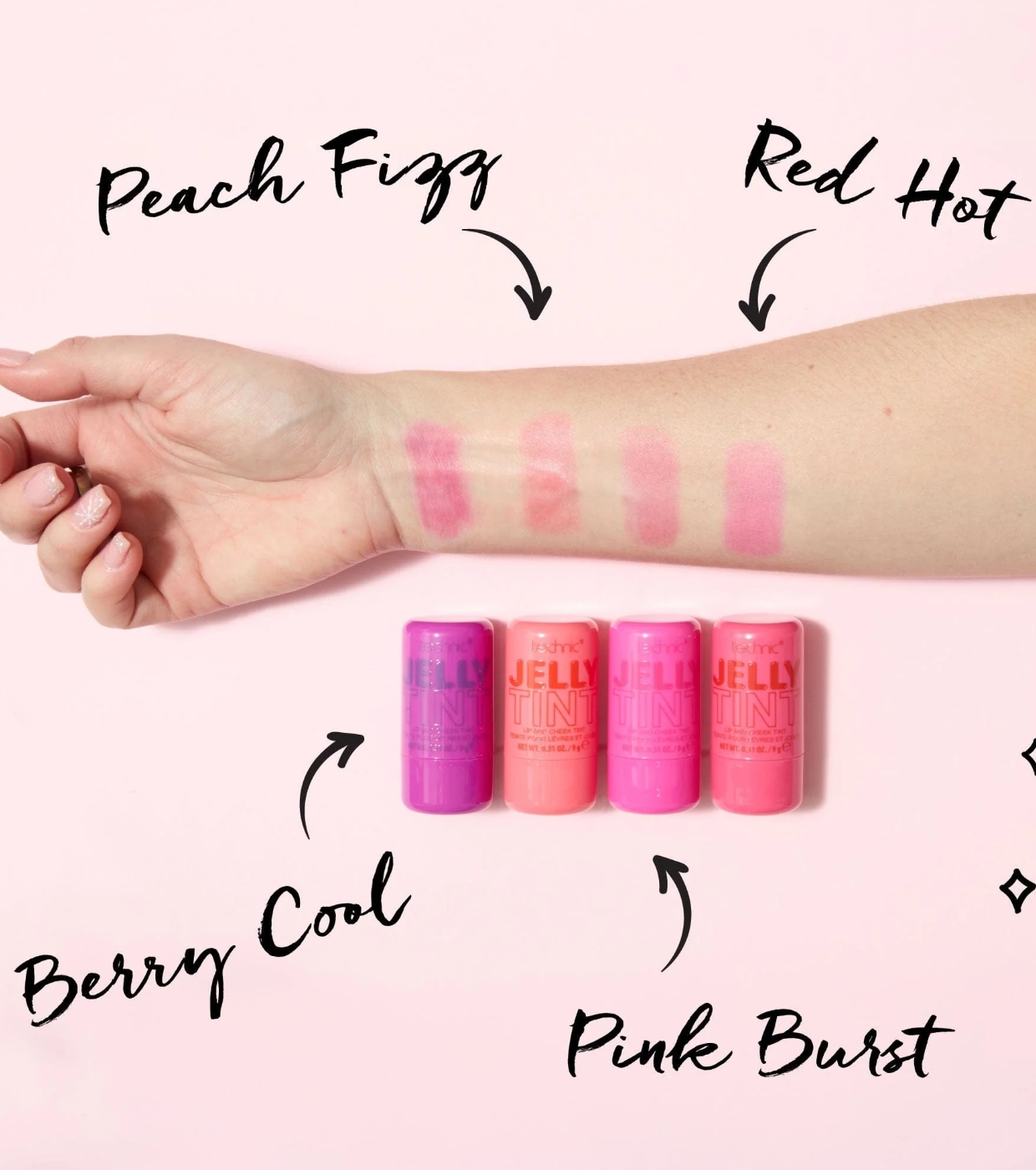 Technic Cosmetics - Tonalidade para lábios e bochechas Jelly Tint - Peach Fizz