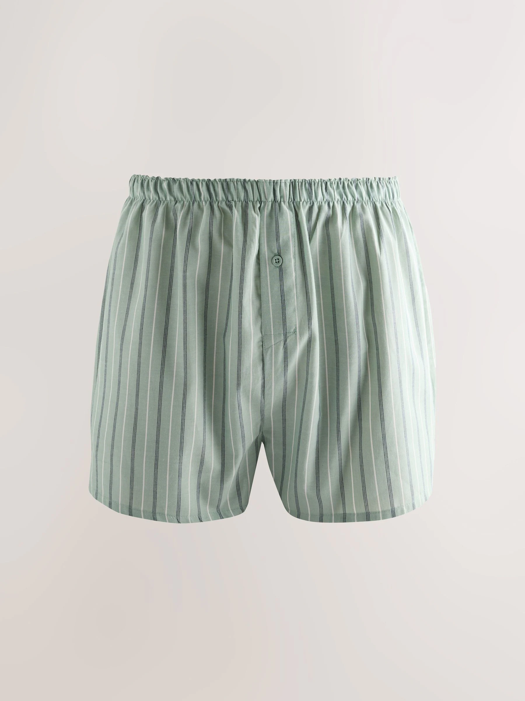 Blauw groen gestreept - Verpakking van 4 - Geweven boxershorts van puur katoen