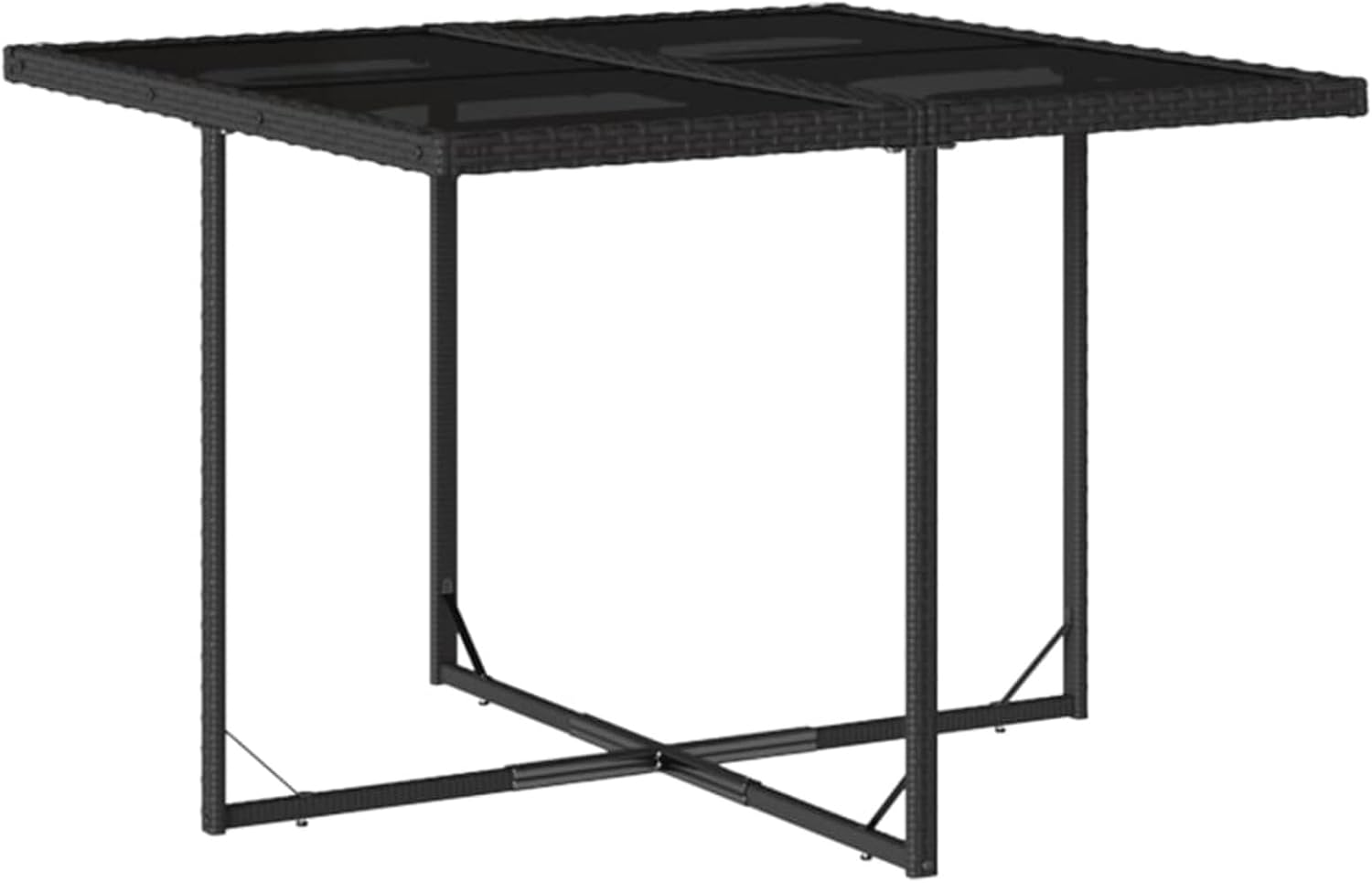 IKAYAA Gartenmöbel Set Rattan 4 Personen Garten sitzgruppe 4 Personen Gartentisch Set mit 4 stühlen Sitzgruppe Outdoor Balkon Möbel wetterfest Gartengarnitur mit Kissen-Schwarz-5-tlg