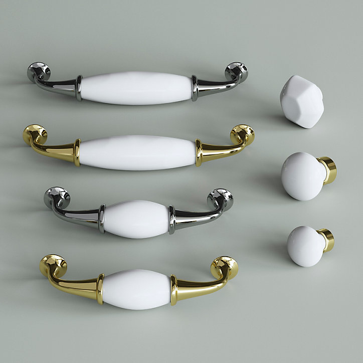 Poignée de meuble nœud Porcelaine Vras blanc 96mm