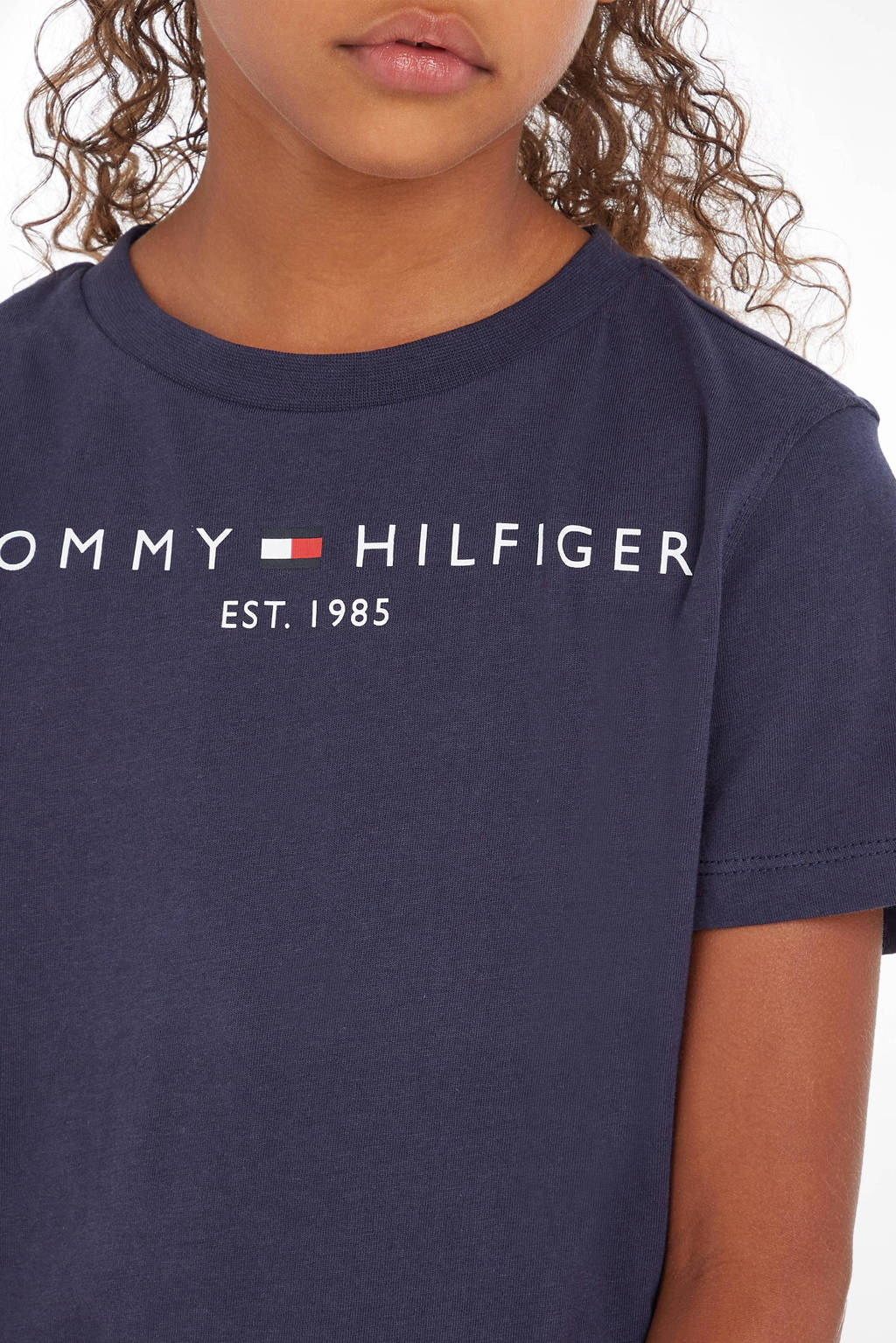 Tommy Hilfiger unisex T-shirt van katoen donkerblauw