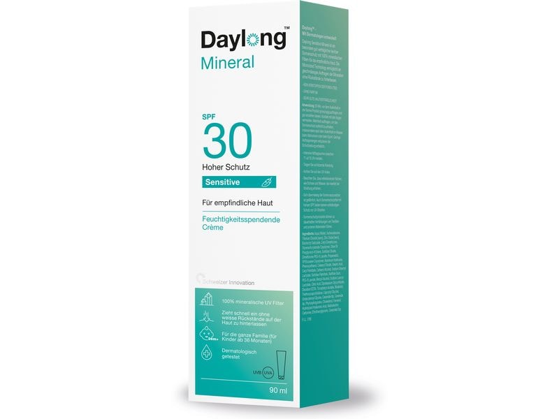 DAYLONG Sensitive Sonnencreme Mineral SPF 30 90 ml Angenehmer und leichter Sonnenschutz für empfindliche Haut