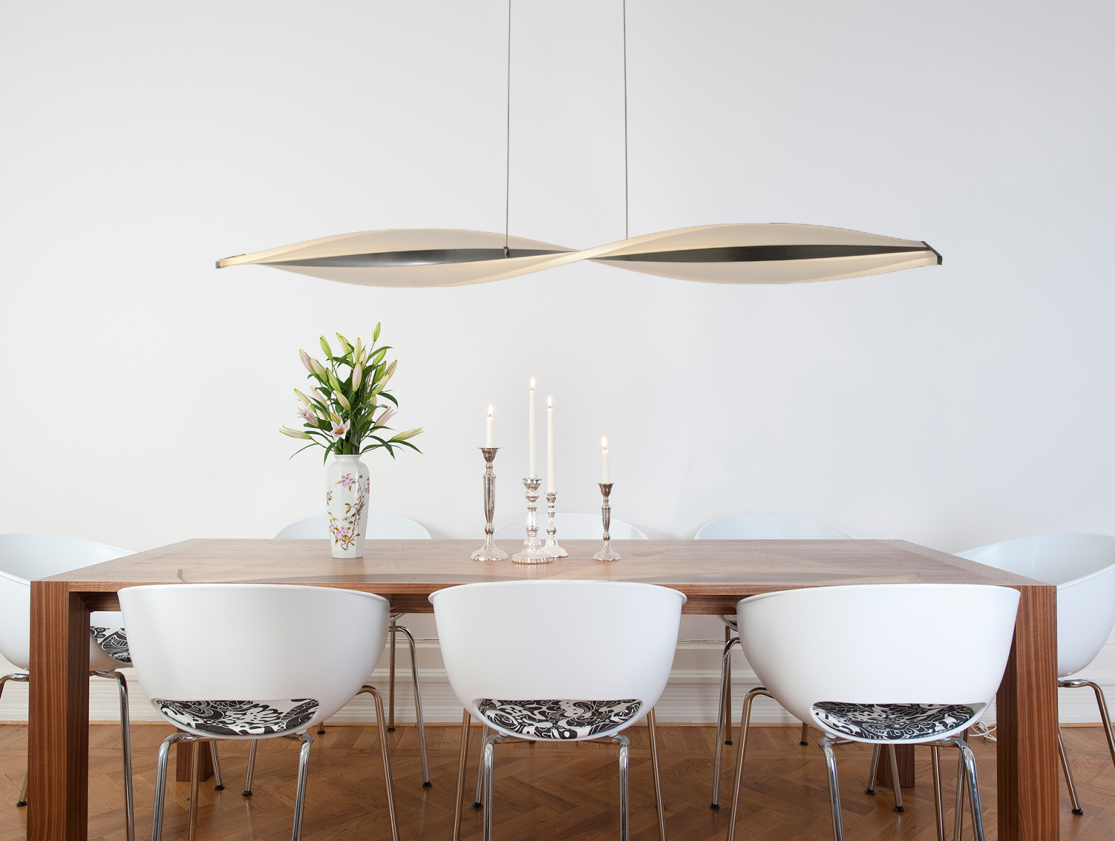 LED-Pendelleuchte NINA - stahl-blank - 115 cm breit