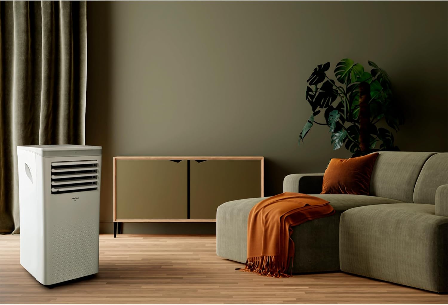 MEDION P702 (MD 37737) Smarte Mobile Klimaanlage mit Abluftschlauch (inkl. Fensterabdichtung, 3in1, bis 25qm, 7.000 BTU, Kühlen, Entfeuchten, Ventilieren, App- und Sprachsteuerung, Schlafmodus