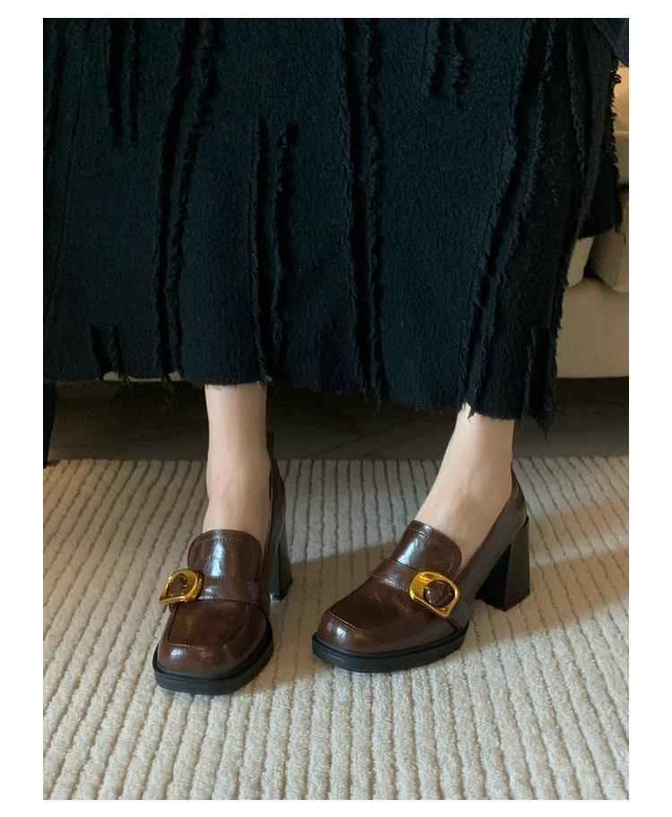 Karlao - Loafers met vierkante neus en blokhak en gesp