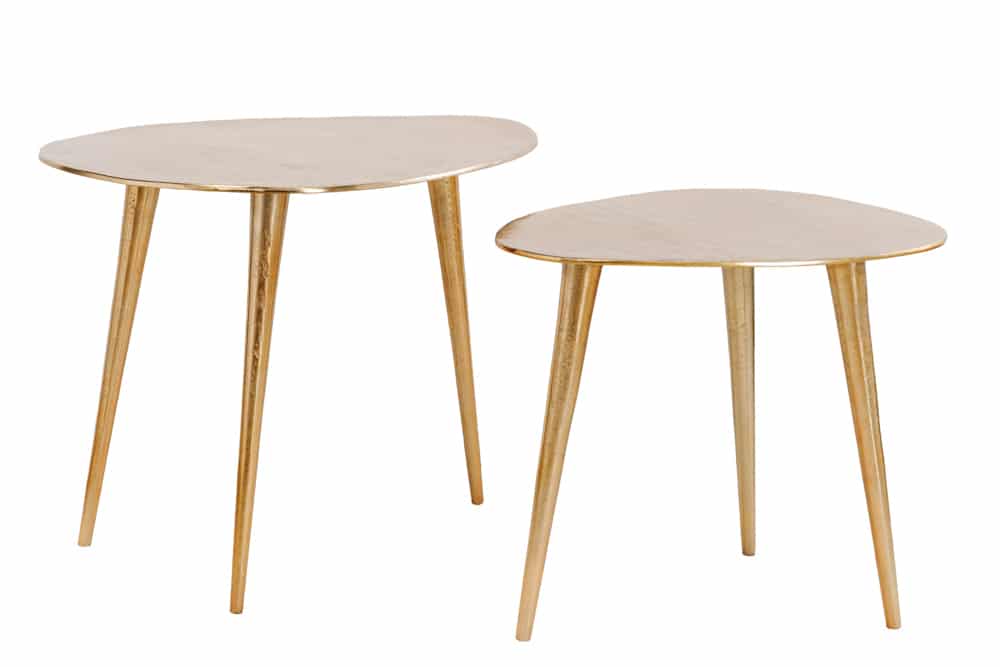 2er Set Couchtisch ELEMENTS 50cm gold Metall Handarbeit