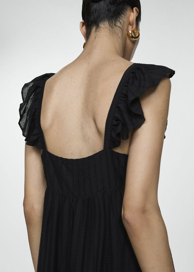 MANGO Ruffled printed dress Black