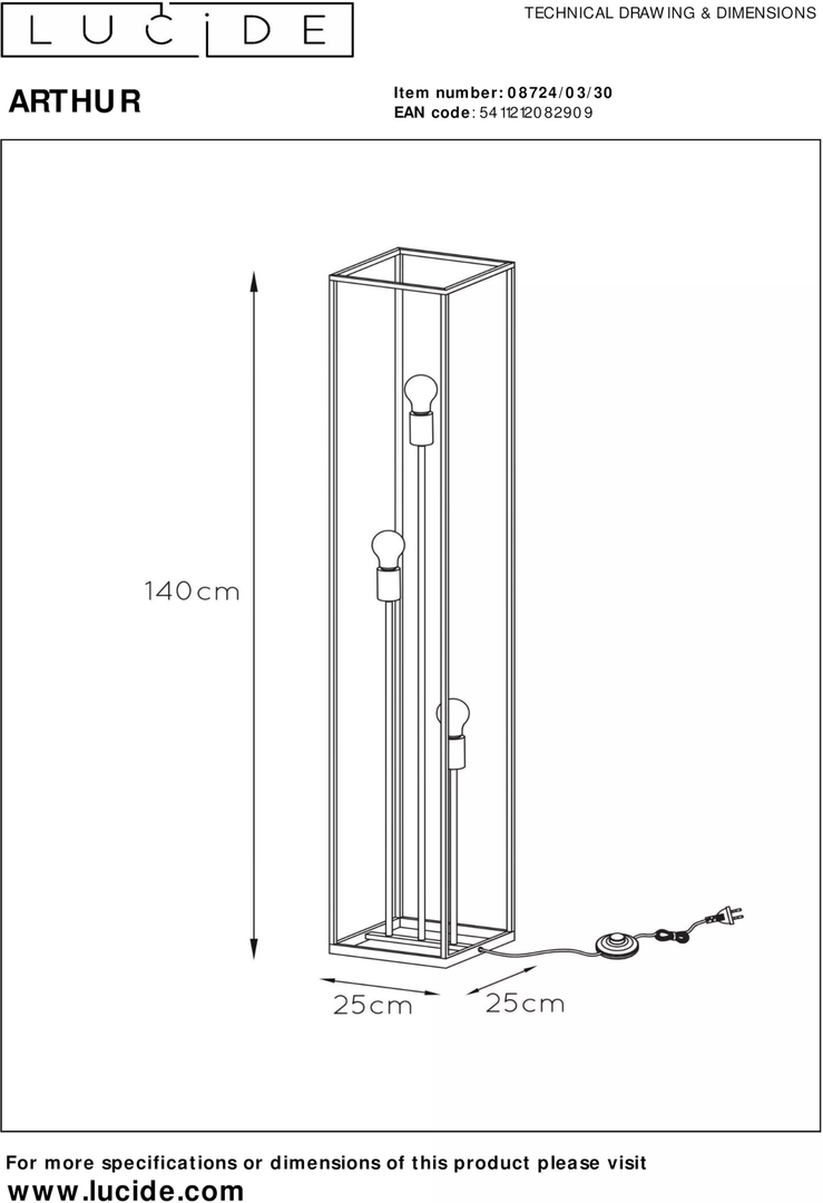 Lucide   Arthur Vloerlamp