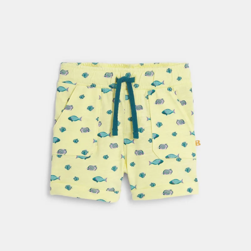 Short en jersey texturé jaune bébé garçon Jaune