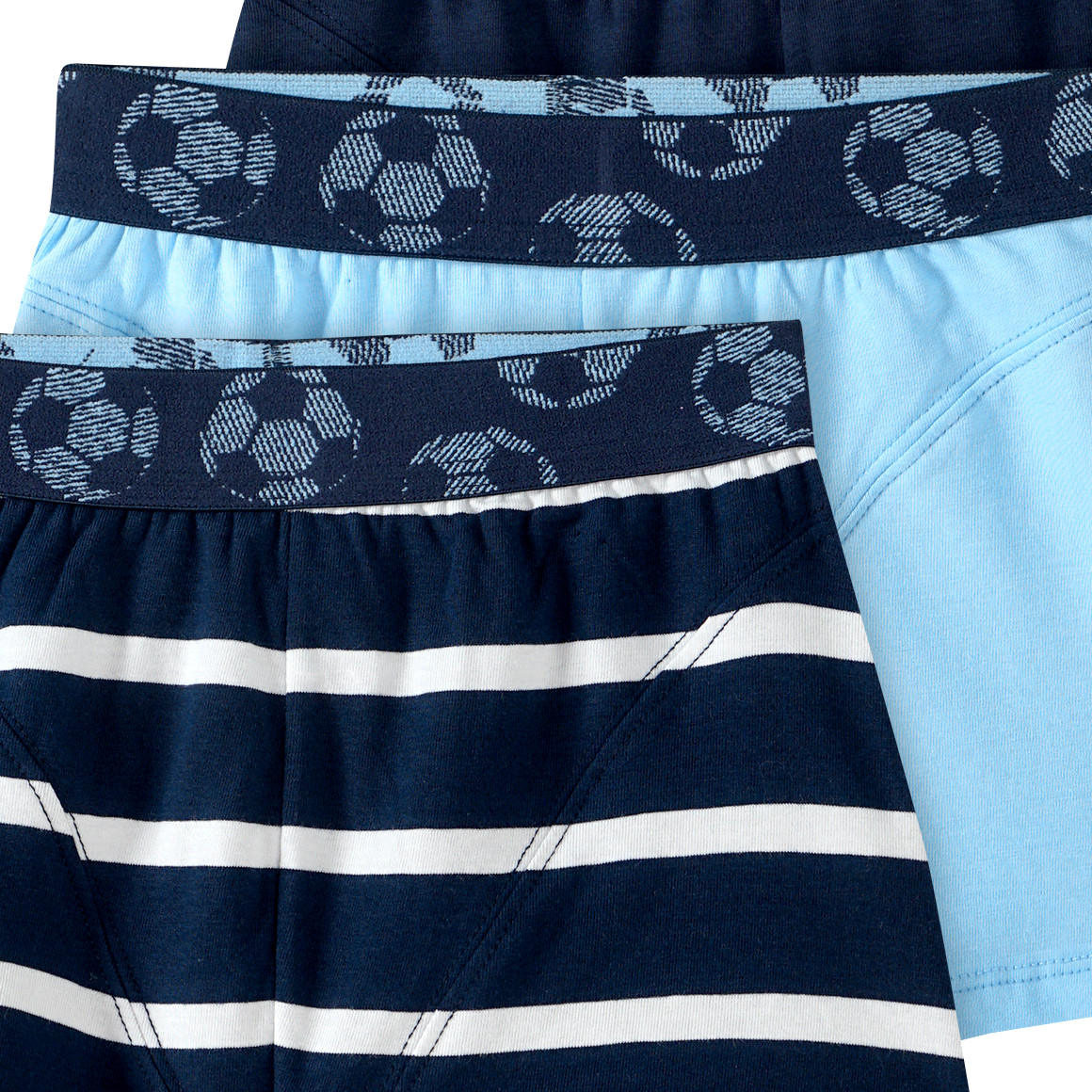 Topolino 3 Jungen Boxer in verschiedenen Dessins dunkelblau / hellblau