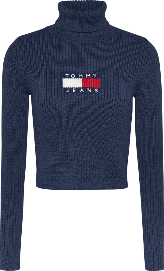 Tommy Hilfiger TJW MELANGE TRTLNCK FLAG SWEATER Dark night navy melange