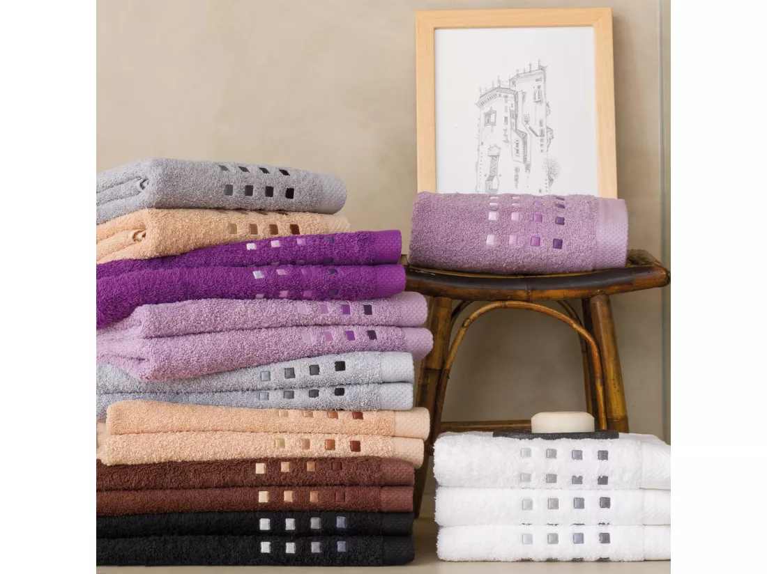 Serviette de toilette 50x100 cm PURE SQUARES Noir 550 g/m2