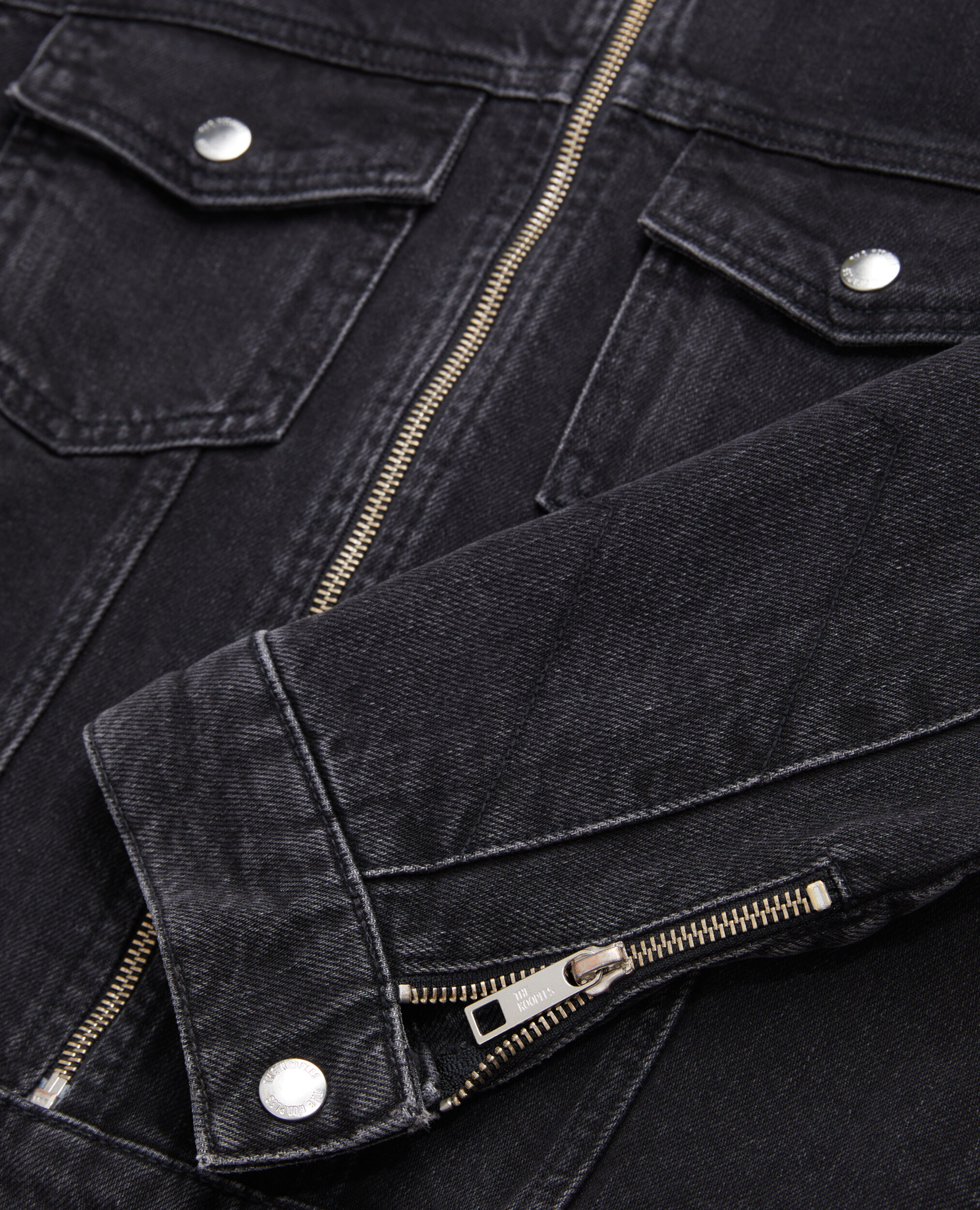 Black denim biker jacket