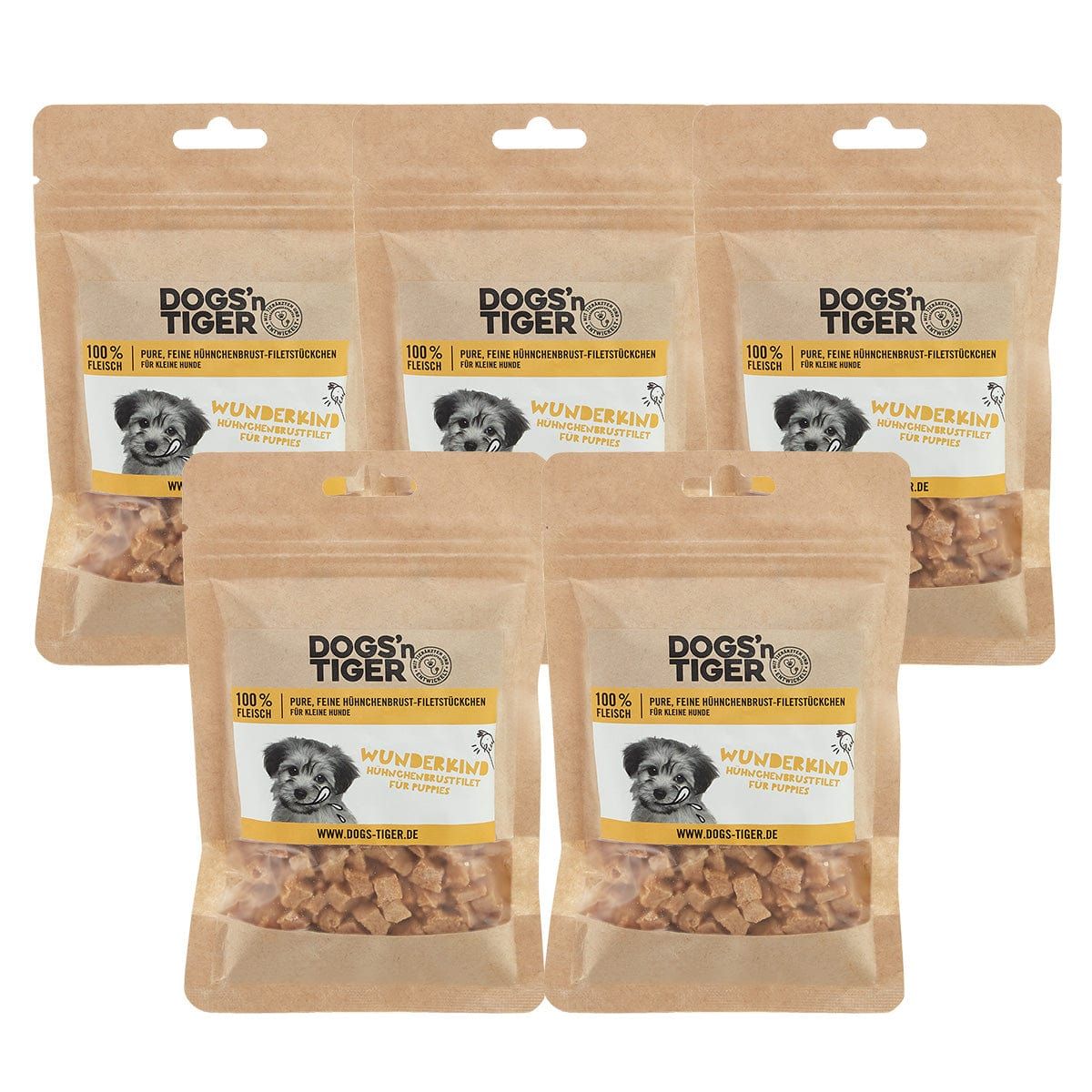 Dogs’n Tiger Adult, Junior Hunde Snacks, Wunderkind, Leckerlies, 100% Hühnchenbrustfilet
