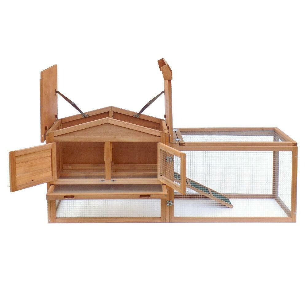 Clapier à lapin rongeurs xxl espaces extérieur grand abri 156 cm bois d'épicéa