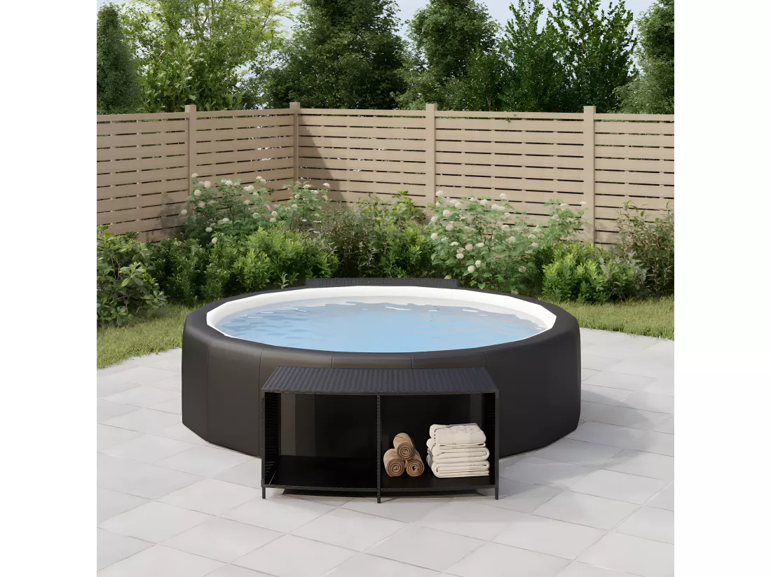 Prolenta Premium - Étagères de rangement 2 pcs noir résine tressée