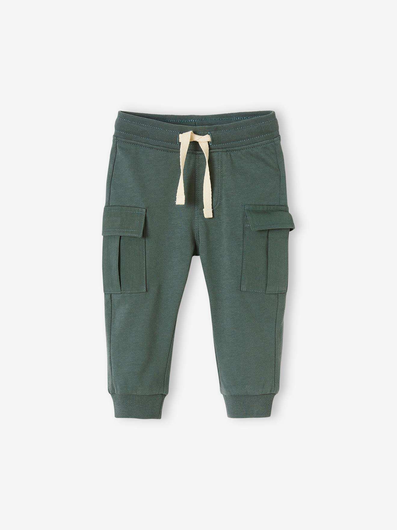 Calça cargo lisa de lã verde-escura para bebê