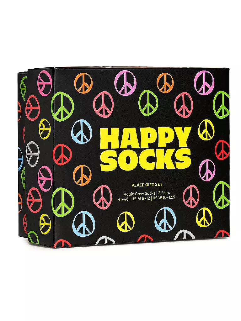 HAPPY SOCKS Herren Geschenkbox Socken PEACE 2er Pkg 41-46 black schwarz
