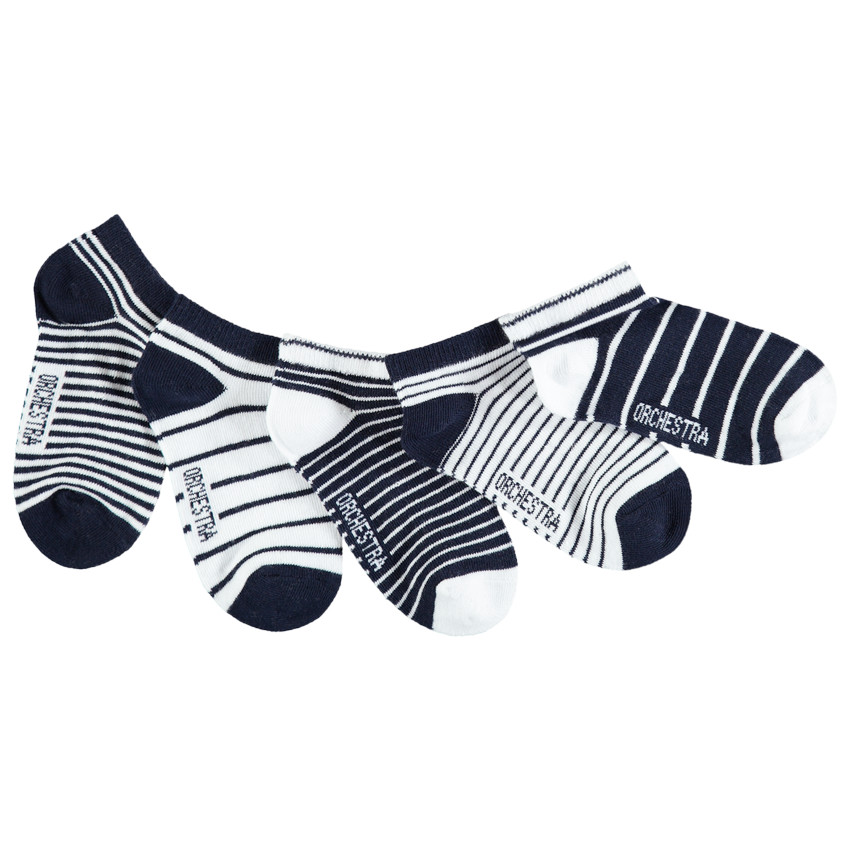 Lot de 5 paires de chaussettes courtes assorties rayées