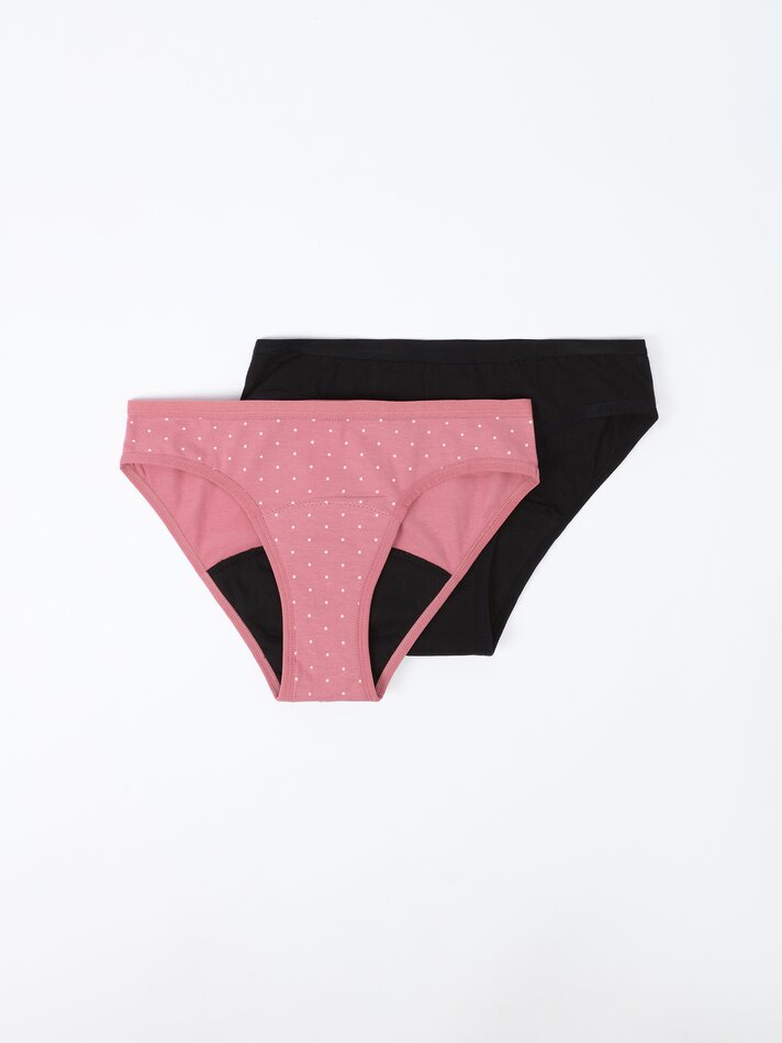 Pacote com 2 calcinhas menstruais de algodão - Rosa