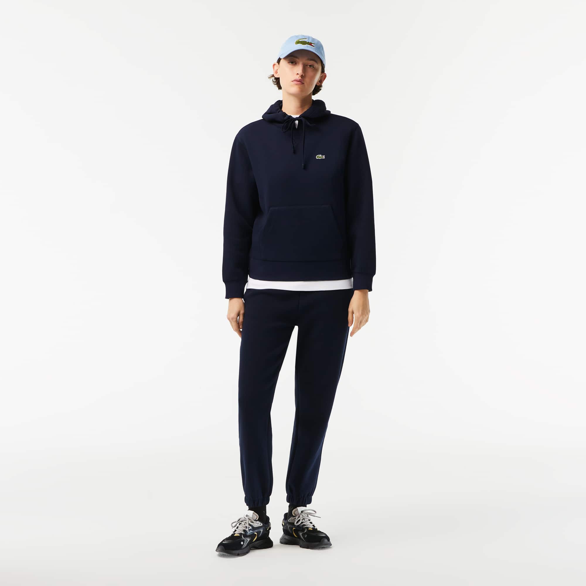 Sweatshirt à capuche Jogger loose fit en piqué double face Sweatshirts - Bleu - Lacoste - Femme