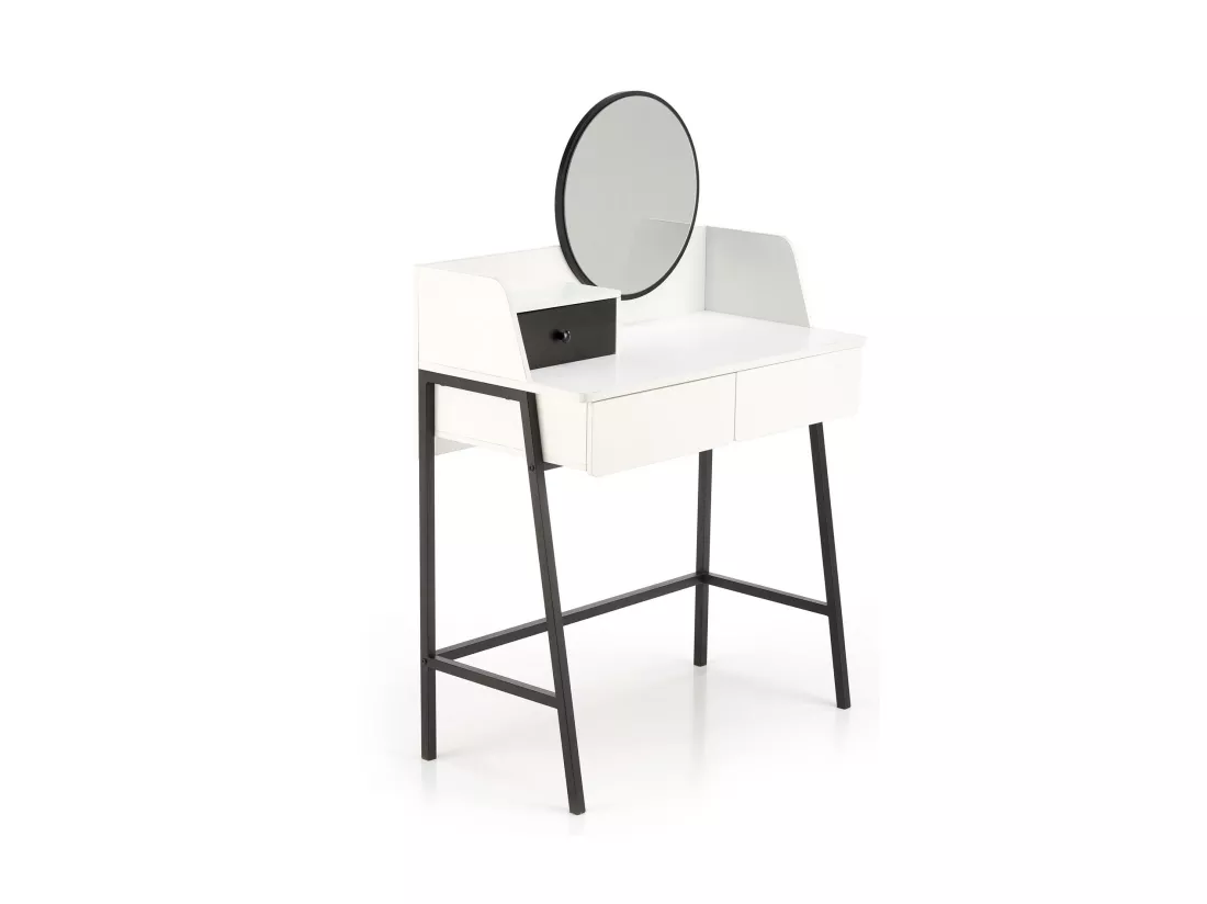 Coiffeuse design noire et blanche avec miroir et 3 tiroirs Morning
