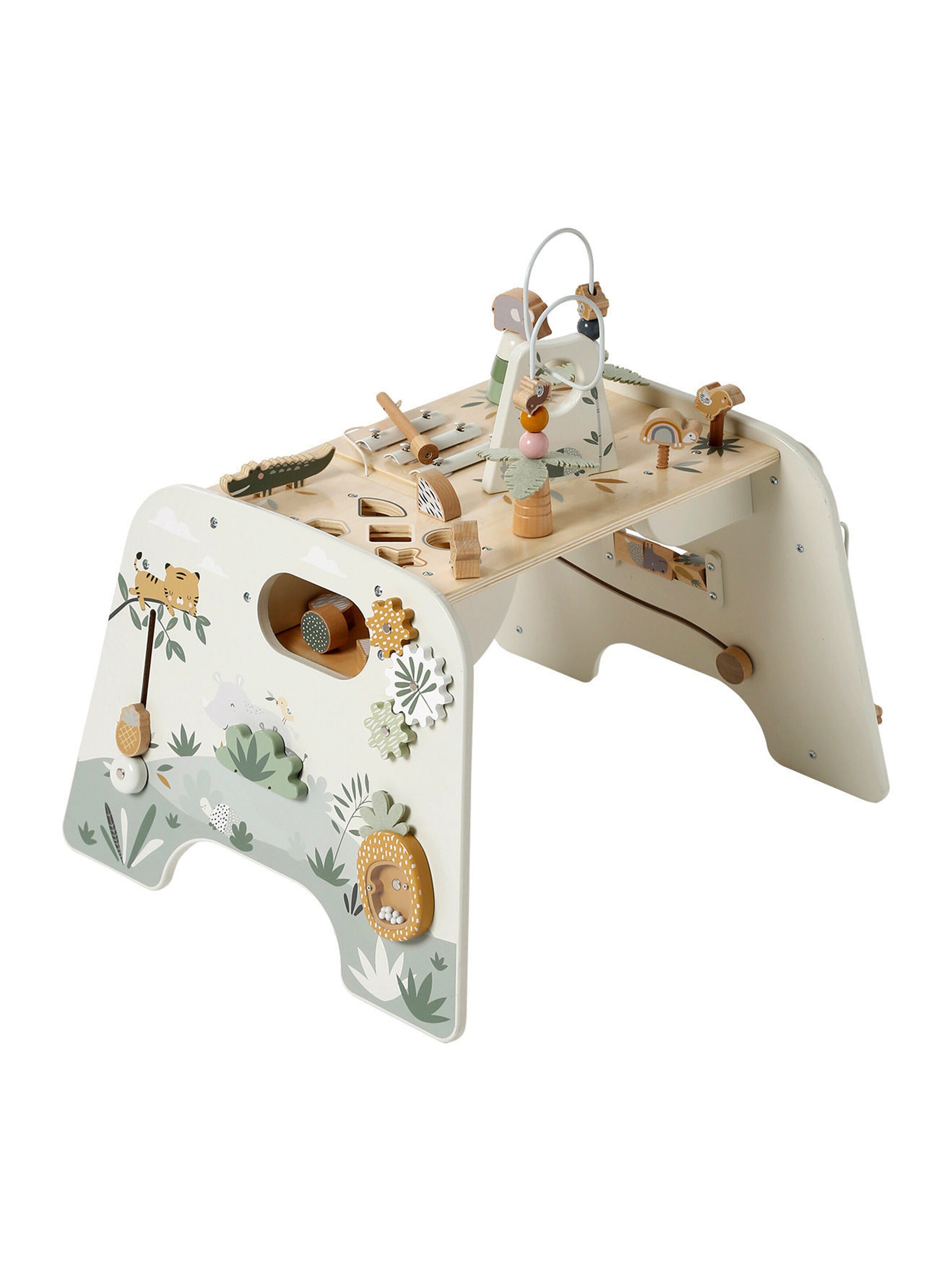 Vertbaudet Mitwachsender Baby Activity-Tisch TANSANIA, Holz FSC® natur