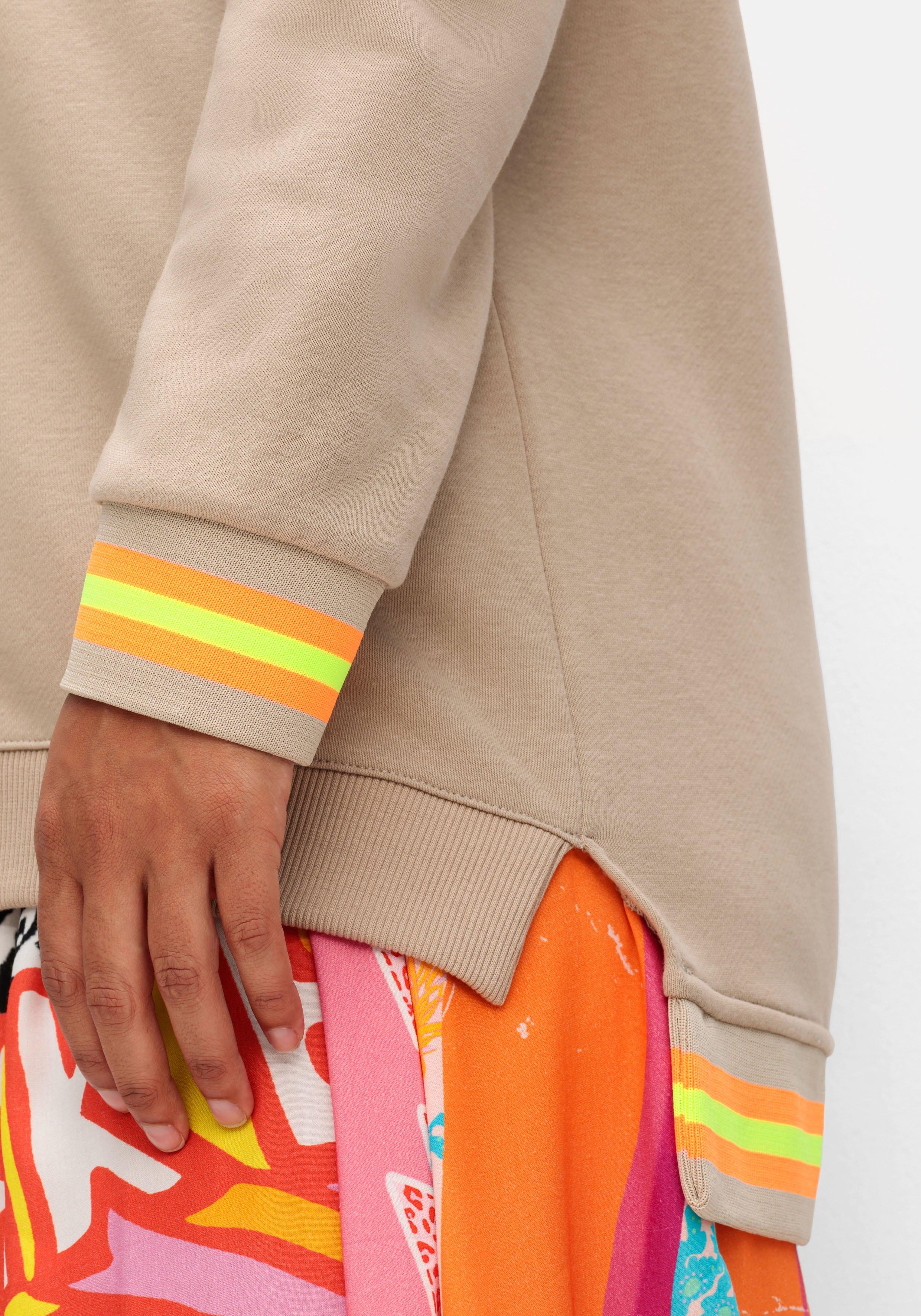 Sweatshirt mit Frontdruck und Ringelbündchen