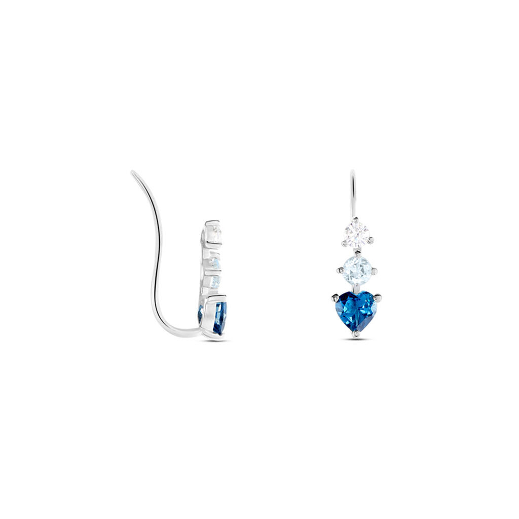 Boucles D'oreilles Lauressa Or Blanc Topaze Bleu Oxyde
