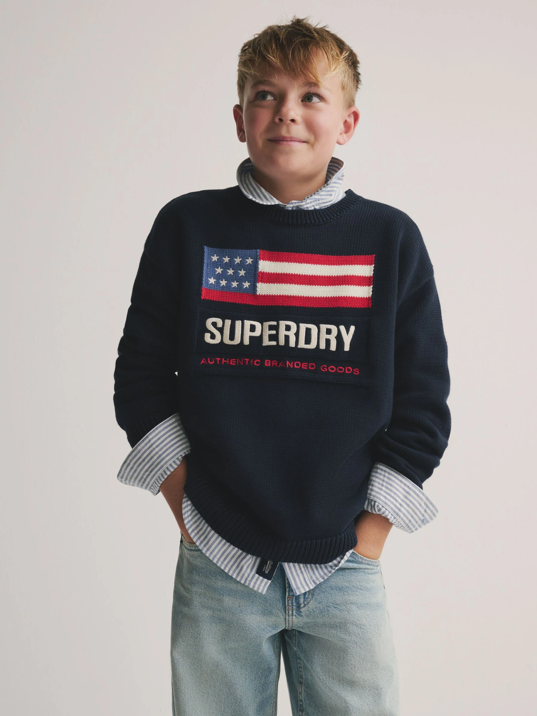 Marineblauw - Superdry gebreide trui