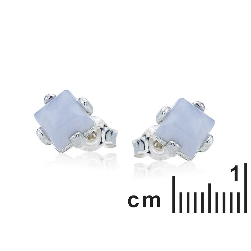 Boucle d'oreille argent 925 Agate blue lace naturelle