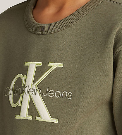 Calvin Klein Sweatshirt - Konturiert Mono Entspannt - Dusty Oliv