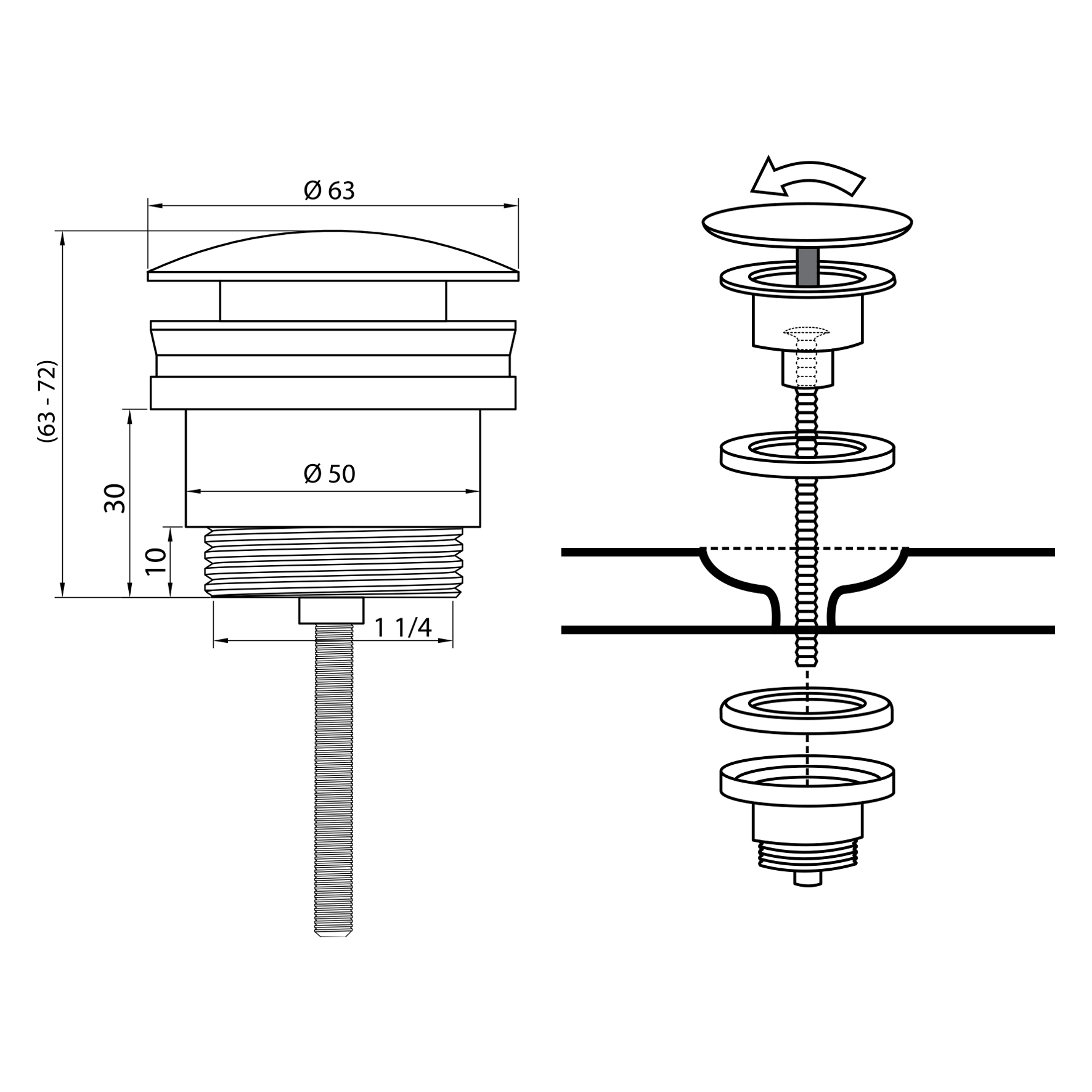 Differnz afvoerplug pop up design chroom