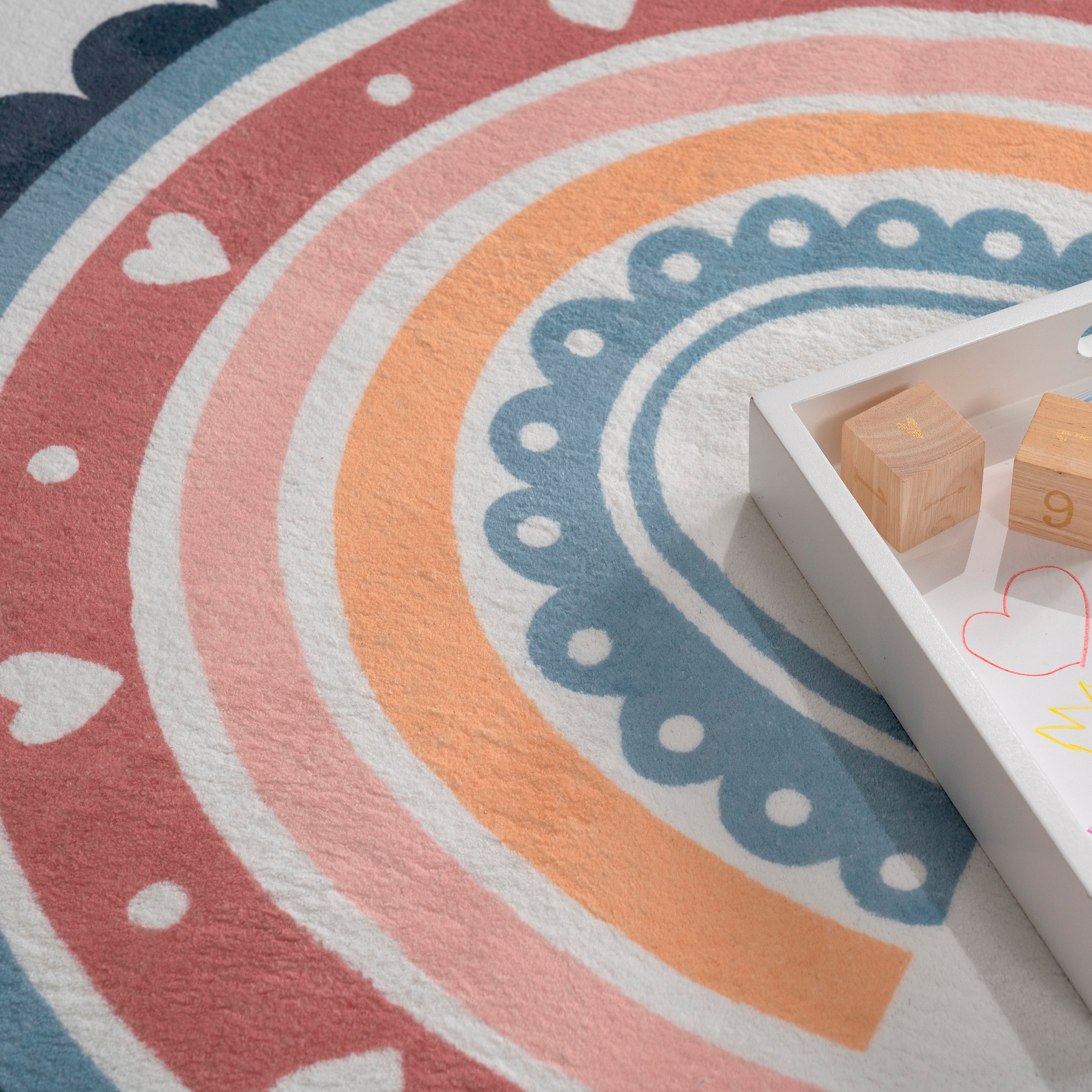 Paco Home Kinderteppich »Eliz 392« rechteckig 12 mm Höhe Kurzflor, Spielteppich, Patchwork-Muster, Motiv Punkte & Regenbogen