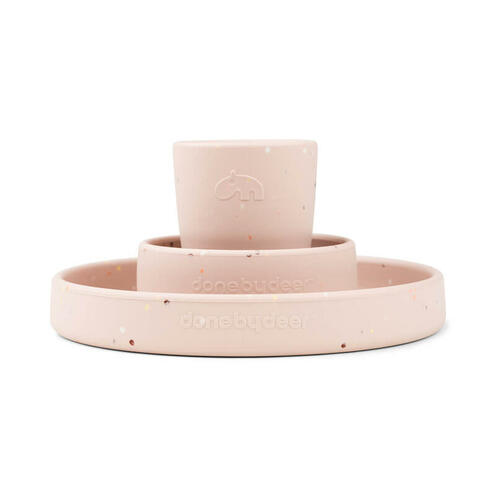 Coffret Repas Silicone CONFETTI Rose - DONE BY DEER