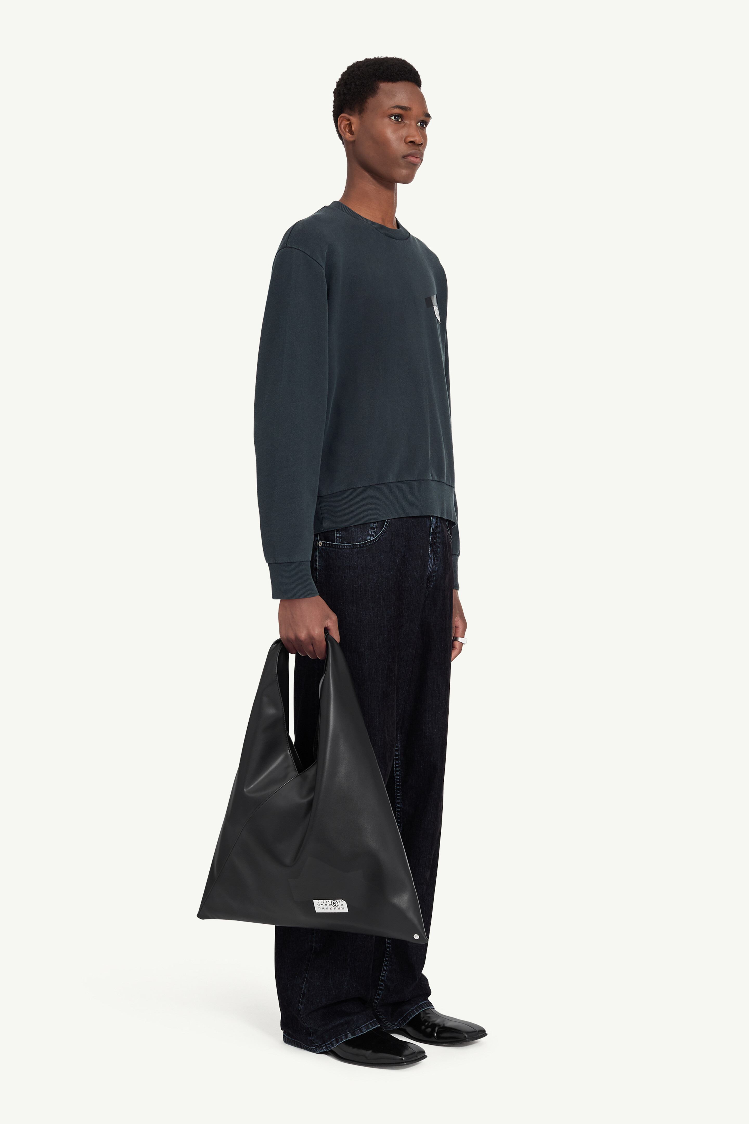 Pull Numeric logo en coton pour homme | MM6 Noir