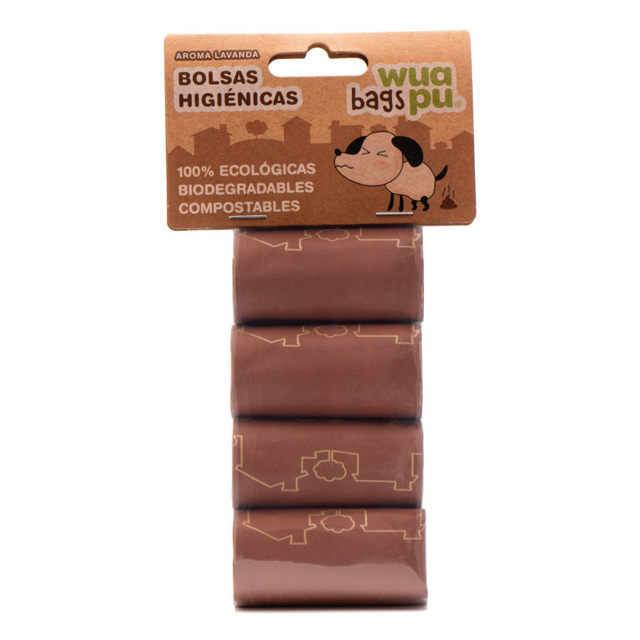 Pacote com 4 rolos de sacos biodegradáveis WUAPU