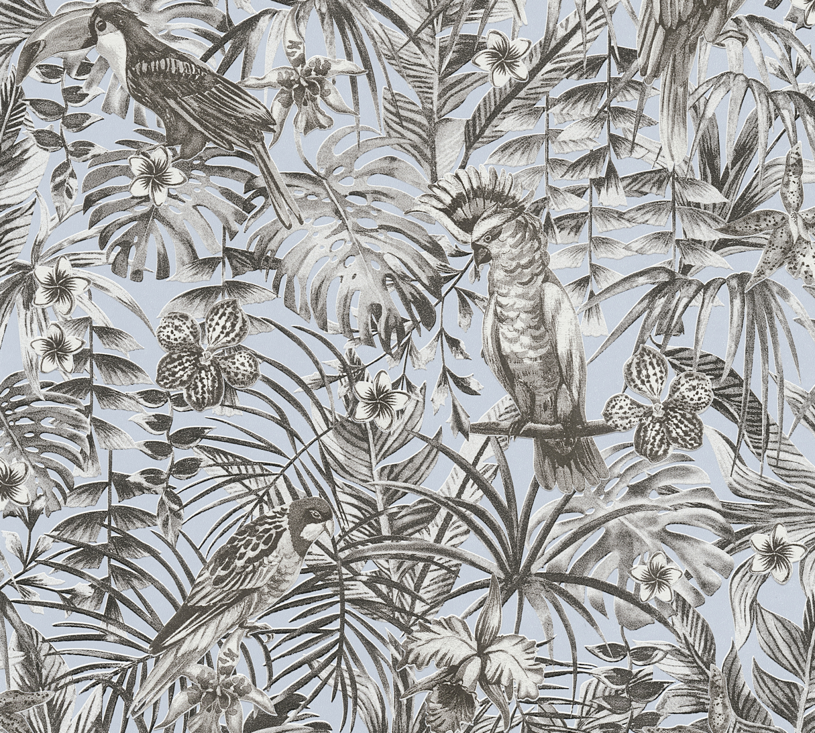 Vliestapete GREENERY - grau-blau - 10 Meter