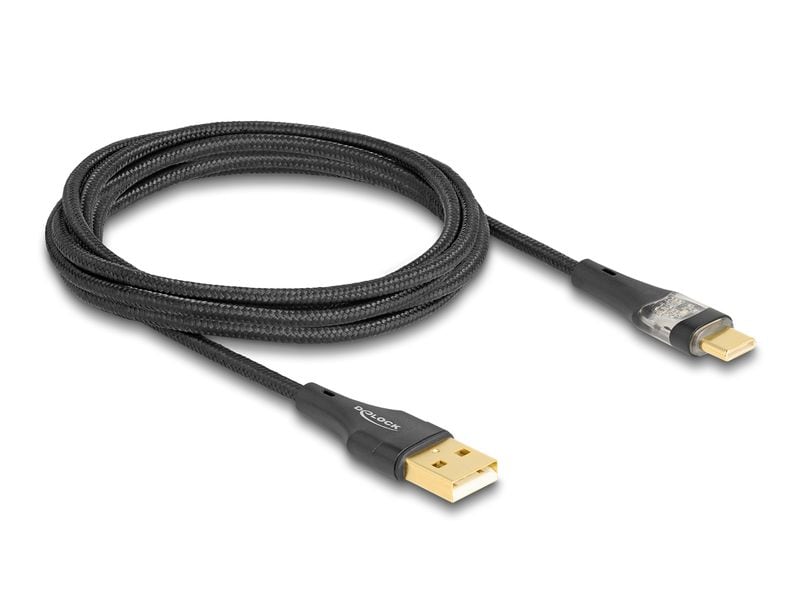 Delock USB 2.0-Kabel Schnelladefunktion 60W USB A - USB C 2 Delock USB 2.0 Kabel Typ-A Stecker zu USB Type-C Stecker mit Schnellladefunktion 60 W transparent 2 m