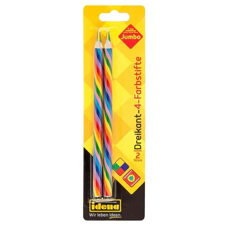Idena Dreikant-4-Farbstifte, 2 Stück, extra dicke 5 mm Jumbo-Mine, ergonomische Dreiecksform