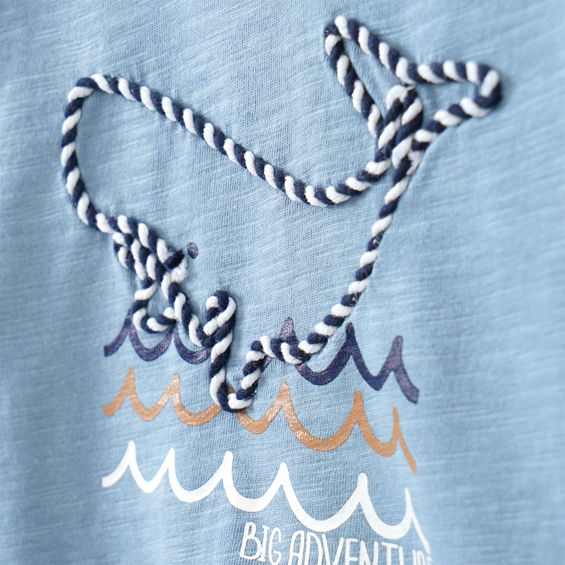Topomini Baby T-Shirt mit Wal-Applikation blau