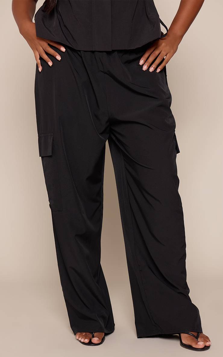 Noir Pantalon Cargo Léger Grande Taille
