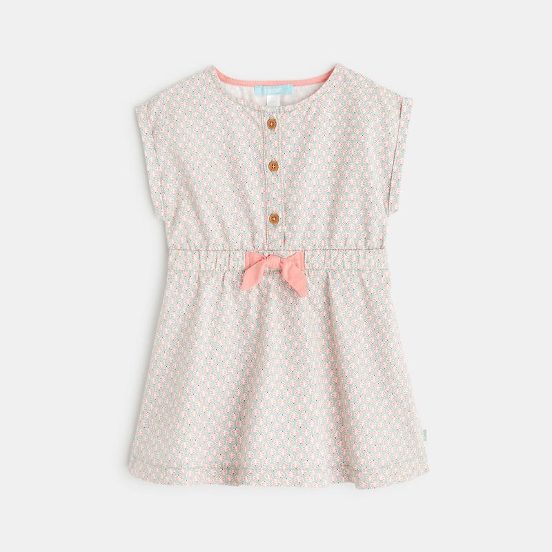 Robe saharienne fleurie verte bébé fille Vert