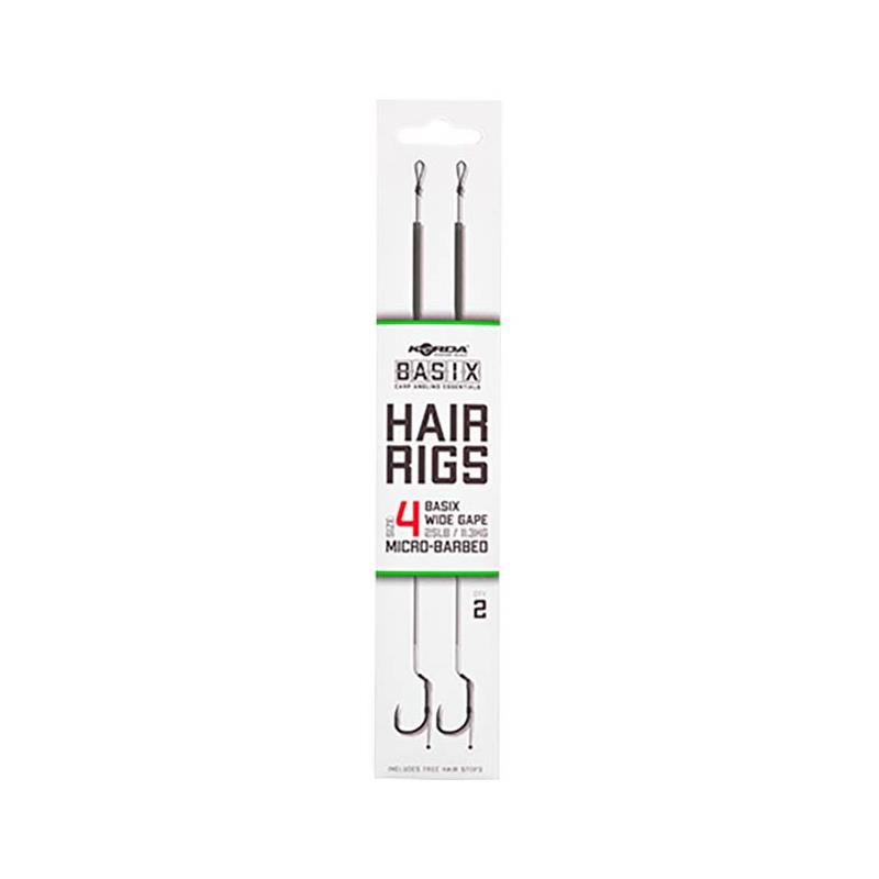 Bas De Ligne Monté Korda Basix Hair Rigs Wide Gape Barbed - Par 2