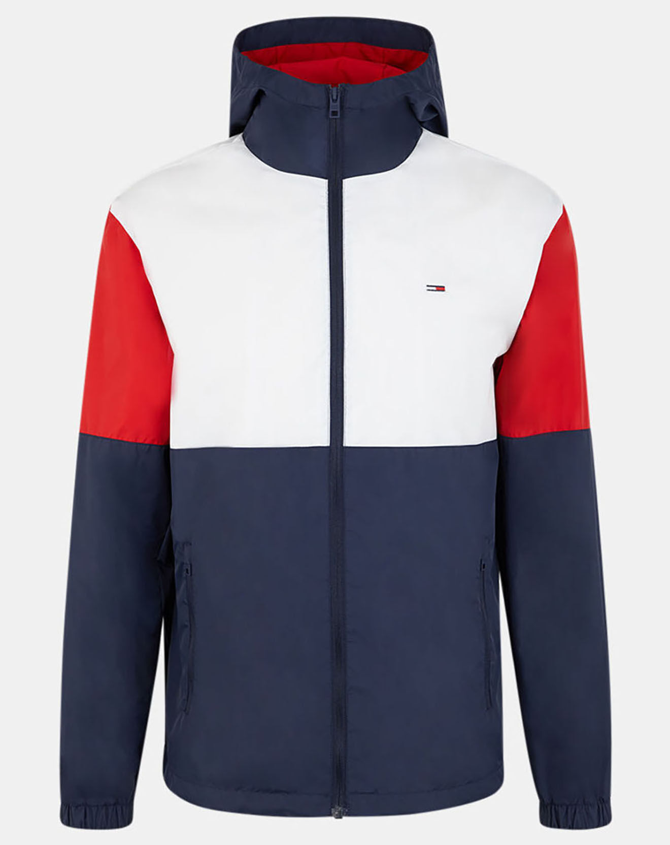 Tommy Jeans Blouson à capuche colorblock bleu/rouge
