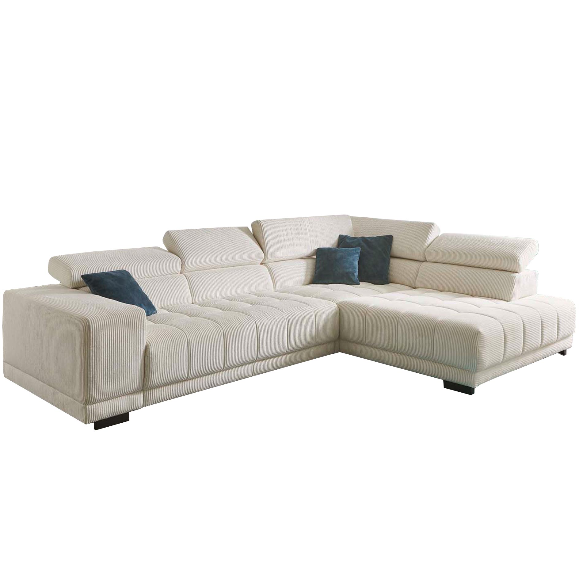 polsterpower Ecksofa - natur - Cord - Basismodell - Armlehne links
