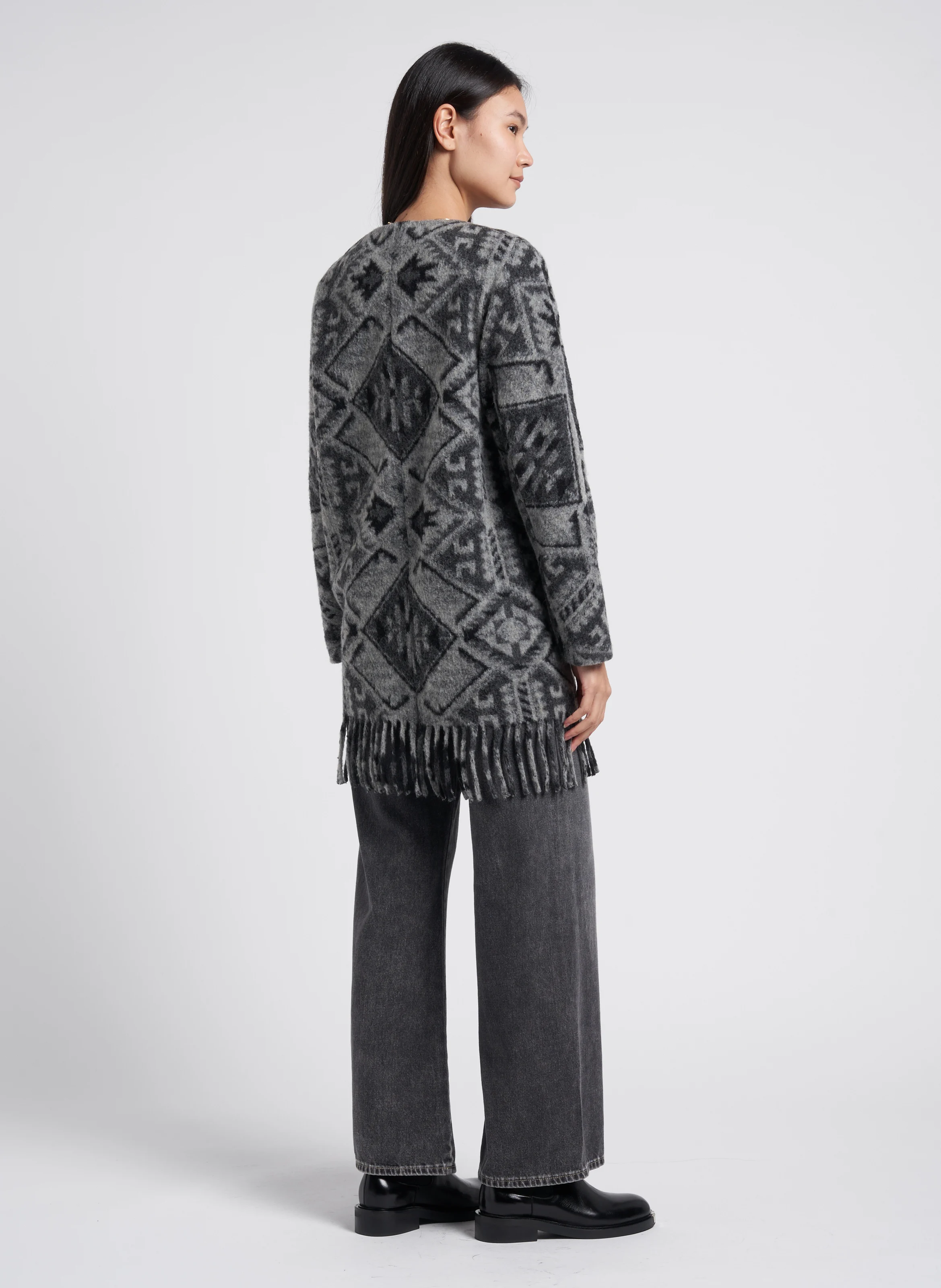 Jean flare taille haute en coton | Noir