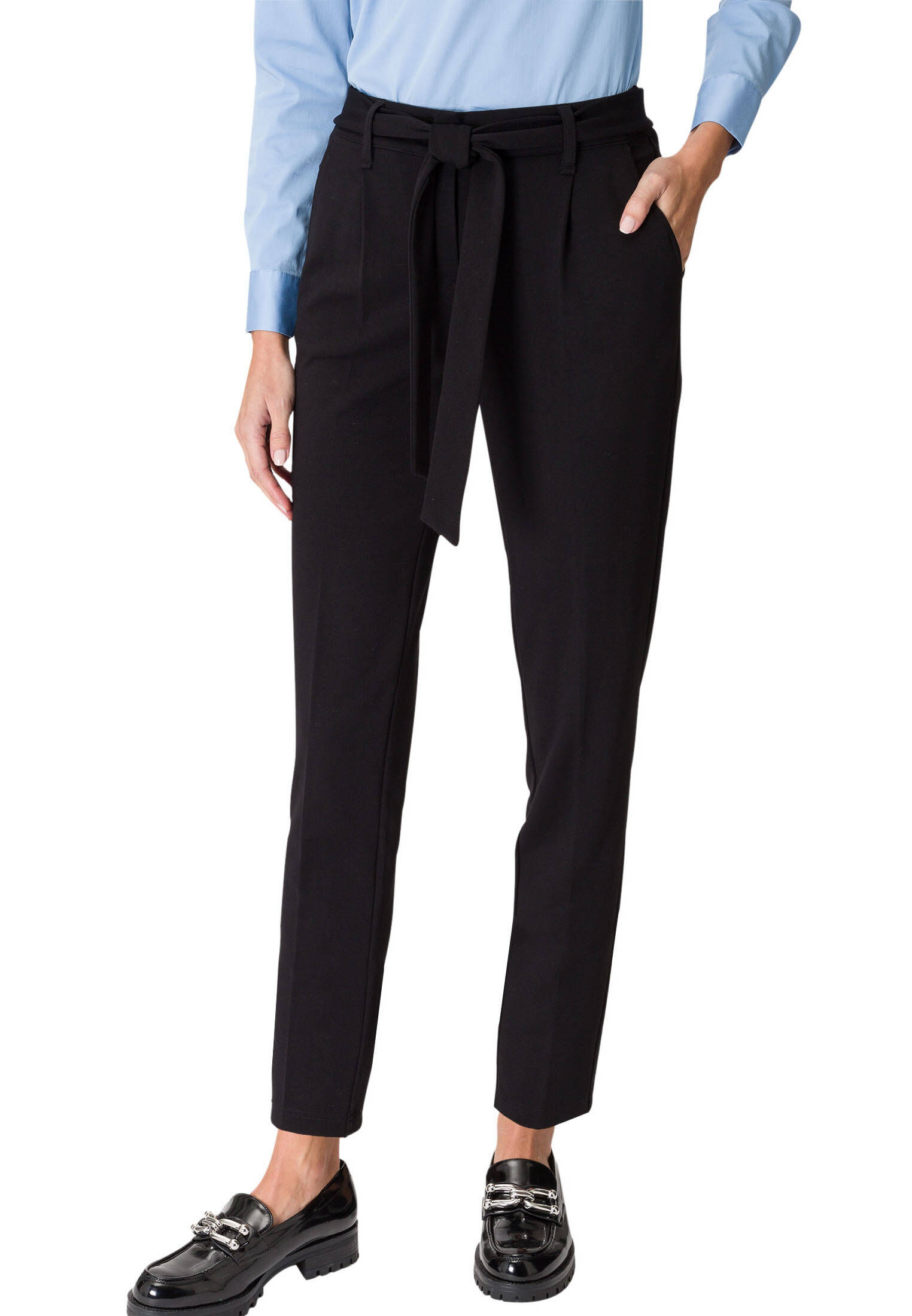zero| Damen Stoffhose mit Bindegürtel